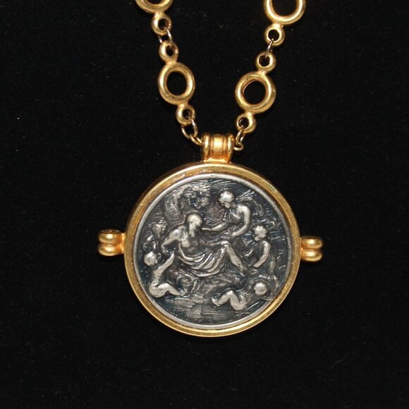 Faux Ancient Coin Medallion Necklace - Picture 2 of 10